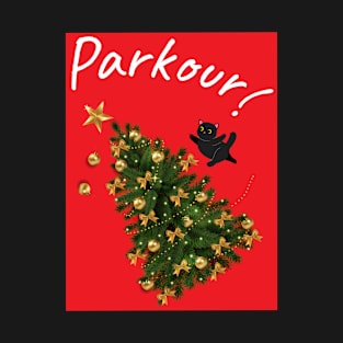 Christmas Cat Parkour T-Shirt