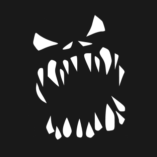 Toothy Monster Snarl Silhouette (White) T-Shirt