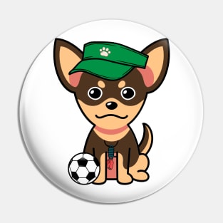 Funny small dog is a soccer coach Pin