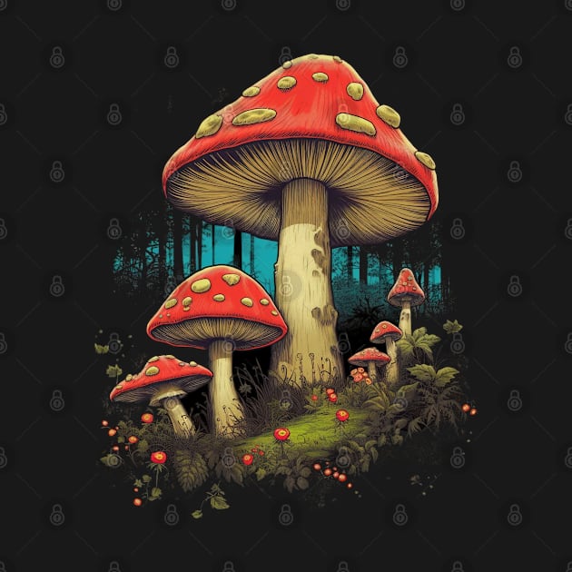 Red Mushrooms in the Forest by Kawaii Cuties