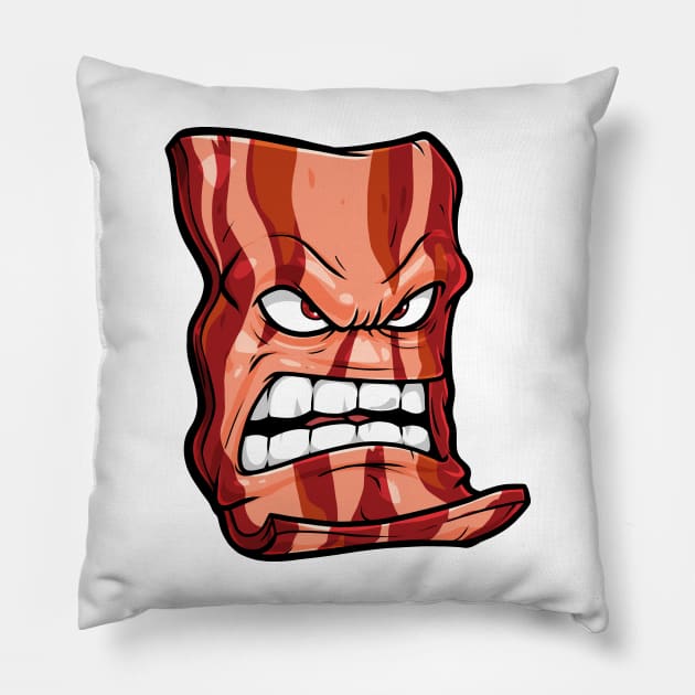 ANGRY BACON FACE Pillow by MARGARIYAH