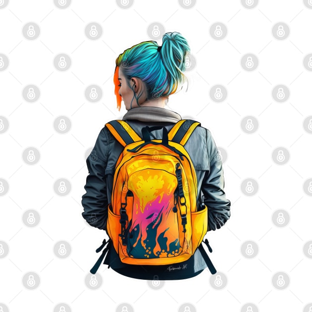 Girl with a backpack design #12 by Farbrausch Art