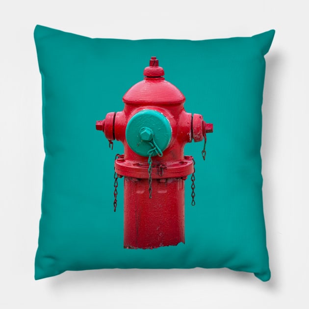 Red Traverse City Iron Works Smooth Hydrant Pillow by Enzwell