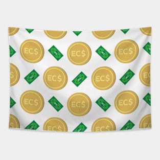 Eastern Caribbean dollar EC$ code XCD banknote and coin pattern wallpaper Tapestry