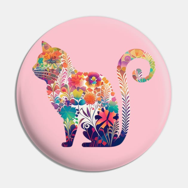 Floral Cat, Mom Cat Pin by iCutTee