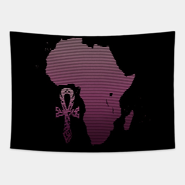 African Tribal Ankh - Purple Tapestry by hybridgothica