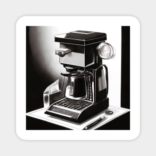 Coffee Monochrome Pointillism Brunch Machine Magnet