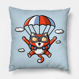 Funny Skydiving /Base Jumping Cat Gift for Cat Lovers Pillow