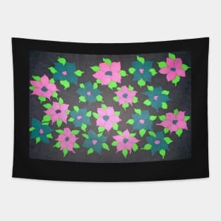 Bold Flowers in Pink and Blue Tapestry