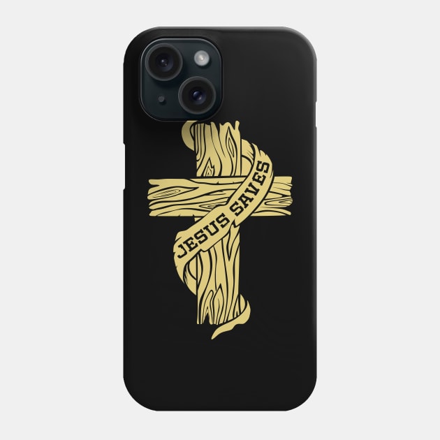 Wooden cross and the inscription "Jesus saves" Phone Case by Reformer