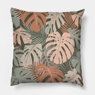 Monstera and Palm leaves pattern Pillow