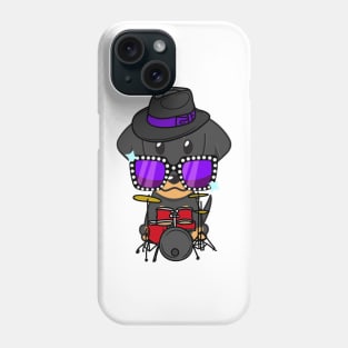 Cute dachshund jamming on the drums Phone Case