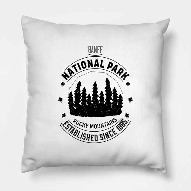 Retro Banff National Park Pillow by Alexander Luminova