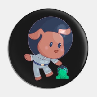 Adorable Space Puppy and Frog Pin