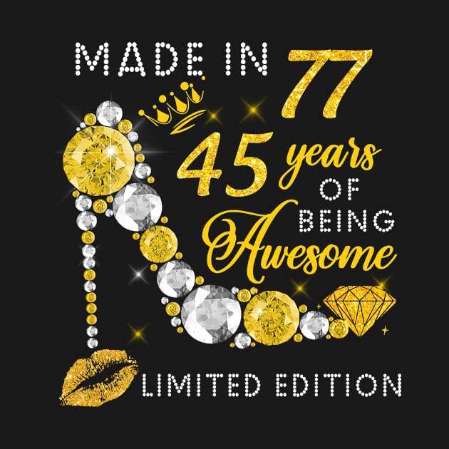 Made In 1977 Limited Edition 45 Years Of Being Awesome Jewelry Gold Sparkle by sueannharley12