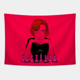 Red lady Chess beth harmon Tapestry