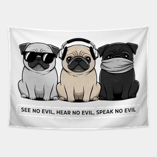 SEE NO EVIL, HEAR NO EVIL, SPEAK NO EVIL Tapestry