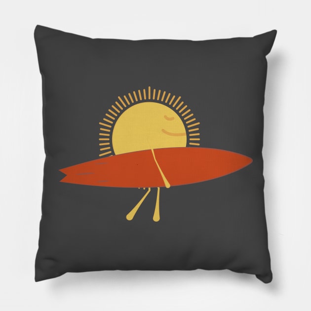 The sun comes with a surfboard. Pillow by lakokakr
