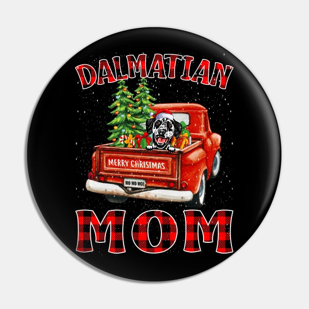 Christmas Dalmatian Mom Santa Hat Truck Tree Plaid Dog Mom Christmas Pin by intelus