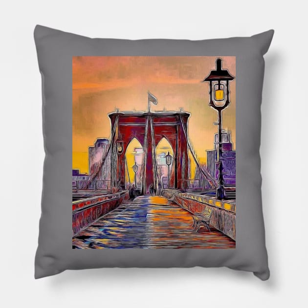 Brooklyn Bridge by Bellino Pillow by TRUMP STUFF