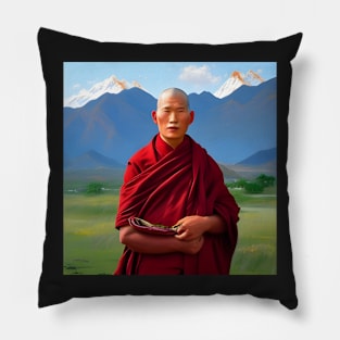 Portrait of Tibetan monk Pillow