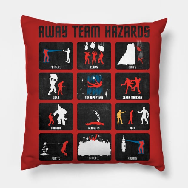 Away Team Hazards Pillow by creativespero