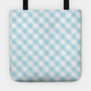 Light Blue and White Check Gingham Plaid Tote