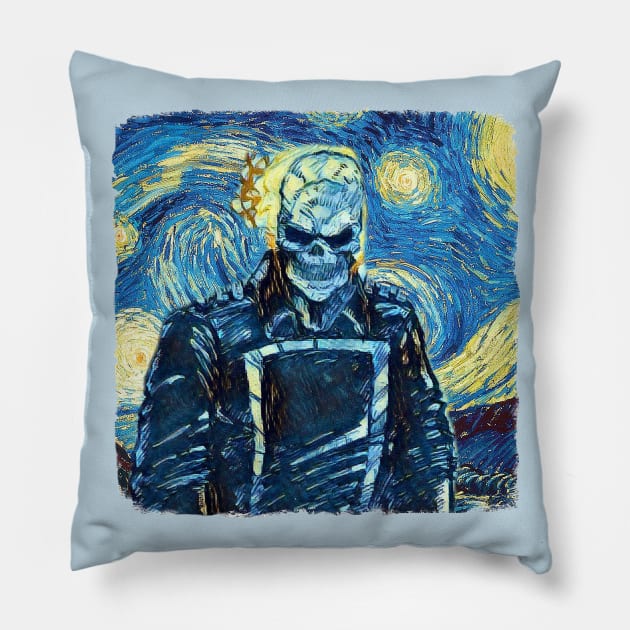 The Ghost Rider Van Gogh Style Pillow by todos