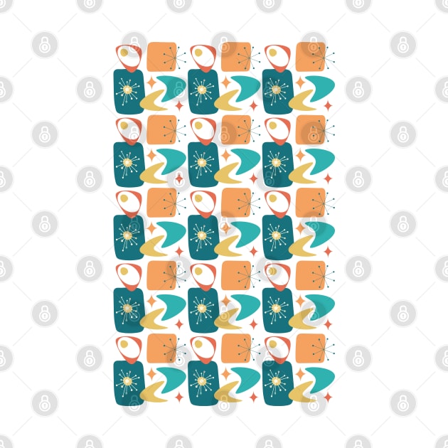 Atomic Age Mid-Century Pattern in Teal, Yellow and Orange by tramasdesign