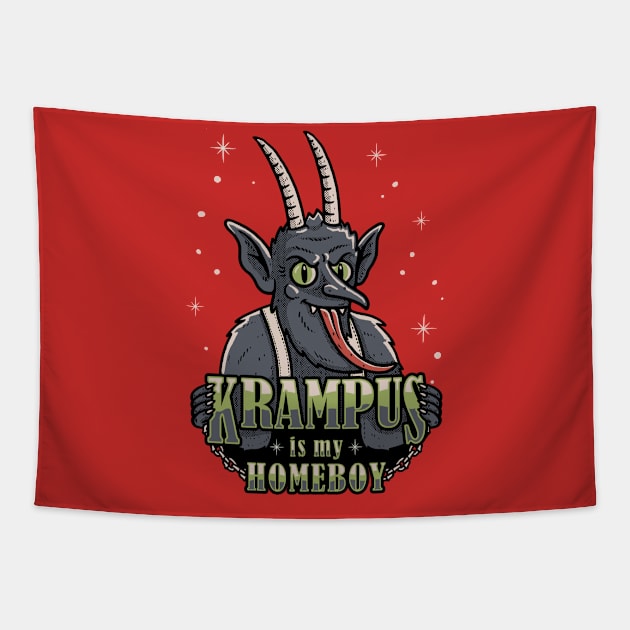 Krampus Is My Homeboy Tapestry by dumbshirts