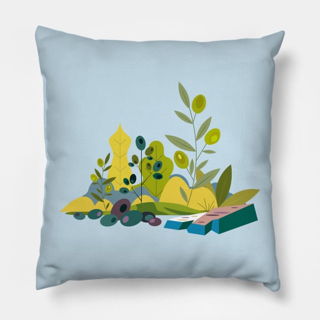 Olive Trees Orchard Pillow by Palette Box