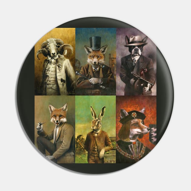 Historical Clothed Animals Montage Pin by mictomart