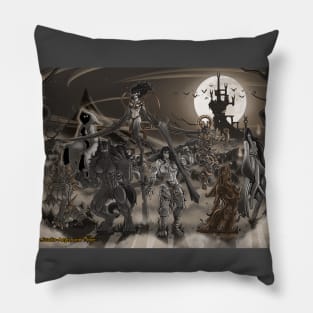 Ladies Of Halloween (Sepia) Pillow