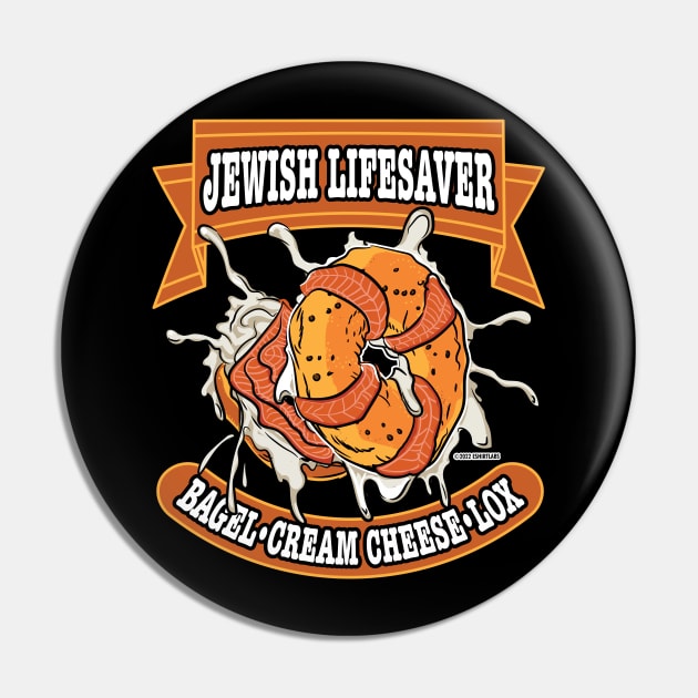 Jewish Lifesaver. Bagel, Cream Cheese and Lox Pin by eShirtLabs