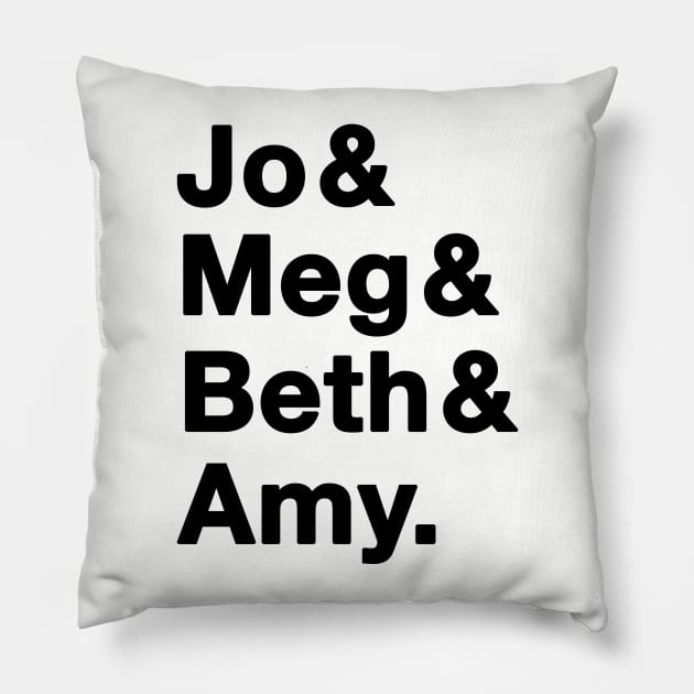 Little Women Ampersand - Black Text Pillow by emmashafer