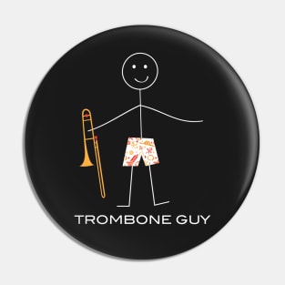 Funny Mens Trombone Guy Pin