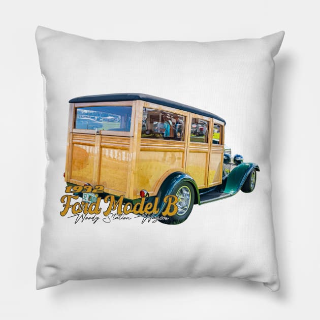 1932 Ford Model B Woody Station Wagon Pillow by Gestalt Imagery