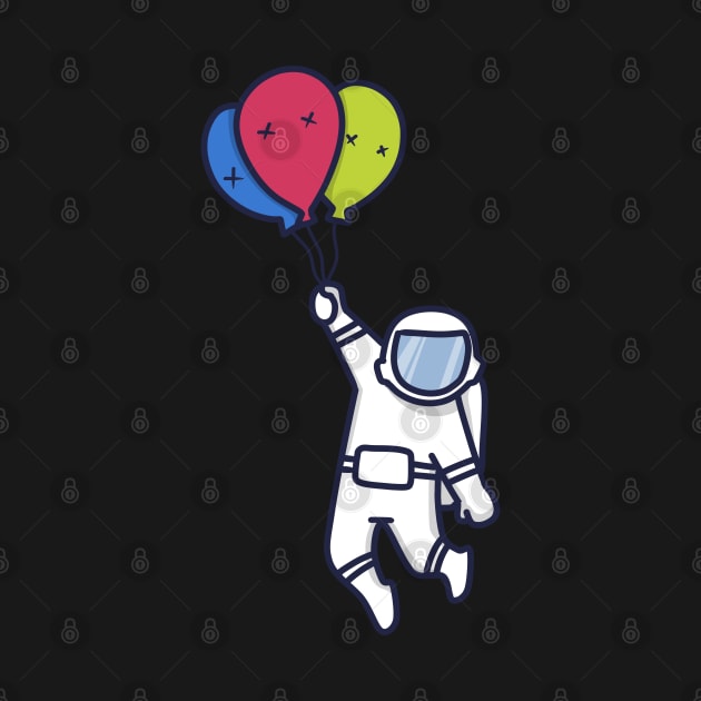 Flying Astronaut Riding Balloons by Ronin