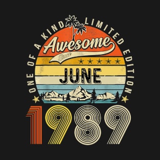 Awesome Since June 1989 Vintage 34th Birthday T-Shirt