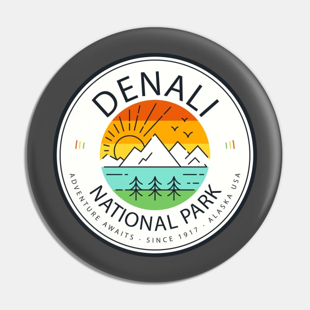 Denali National Park Retro Vintage Pin by roamfree