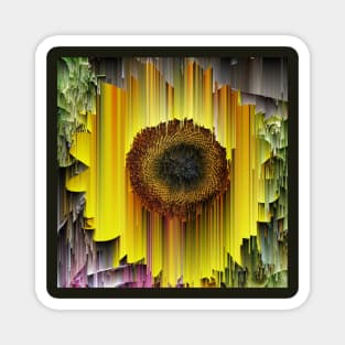 Glitched Sunflower Magnet