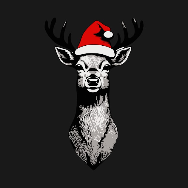 Christmas Deer with Santa Hat by Luvleigh