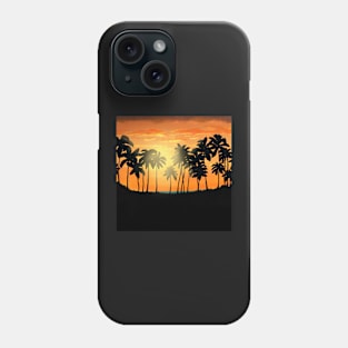 Orange sky blue water sunset at the beach Phone Case