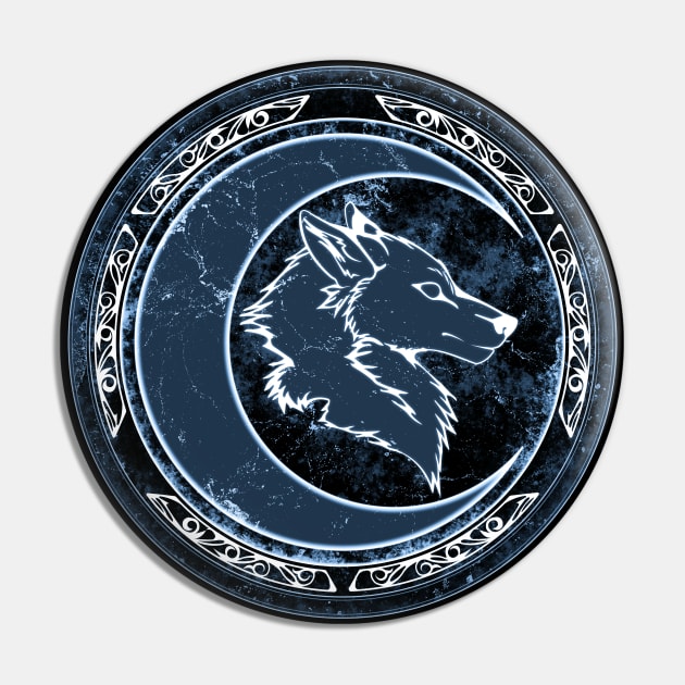 Wolf and Moon Pin by NicGrayTees