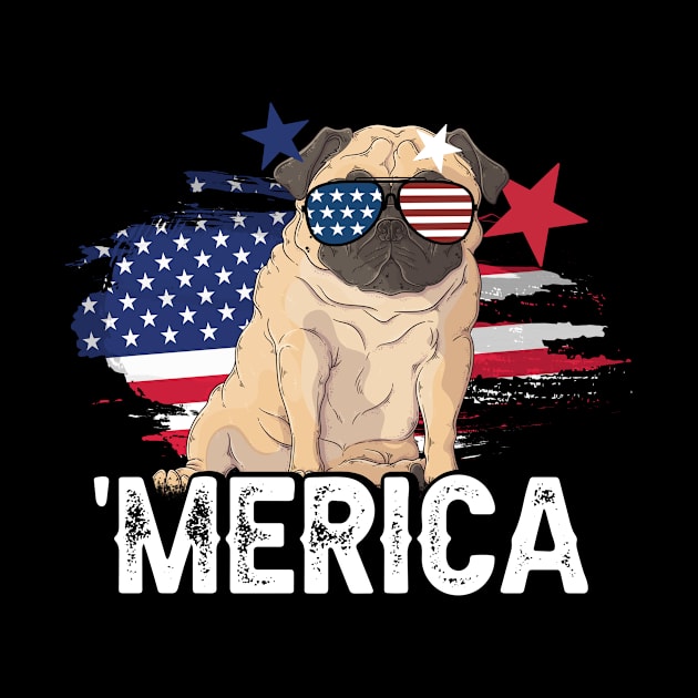 merica Pug american flag by blacks store