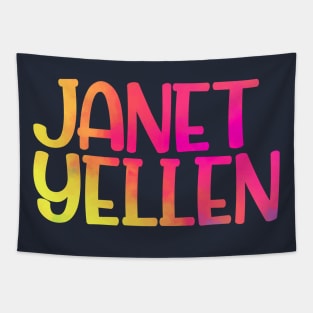 Janet Yellen colorful watercolor Tapestry