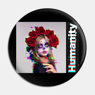 humanity girl with cool skull makeup rose Pin