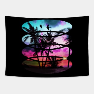 sunset beach In the 80s vintage style Tapestry