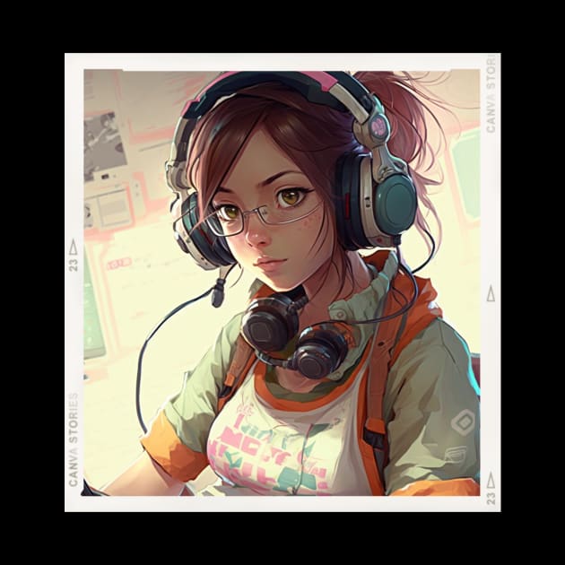 Draw Of girl playing video games by Dress Well Shop