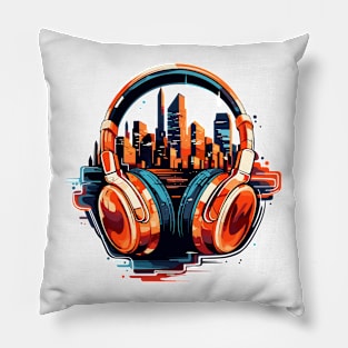 Headphone Music Non Stop Fun Urbain City Life Pillow